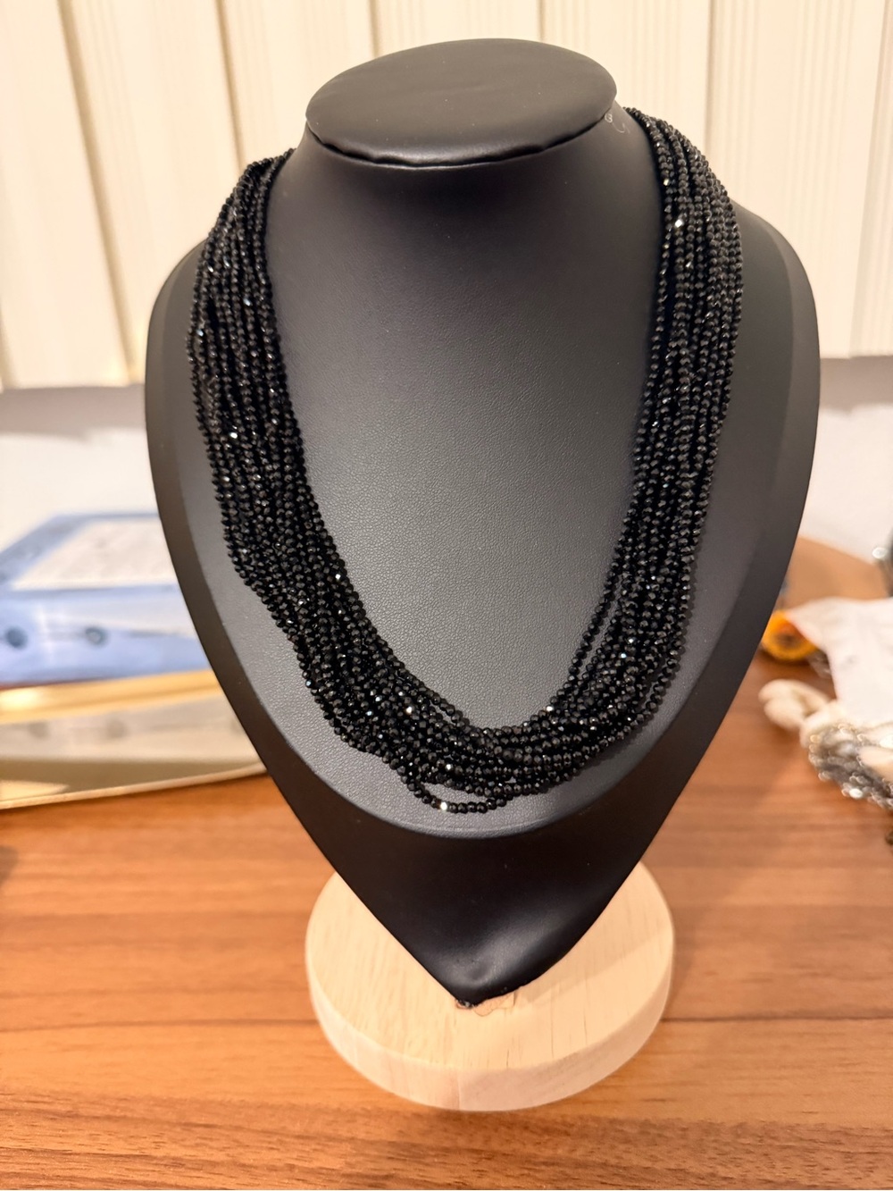 Multi-Strand Black Beaded Necklace - Women's Jewelry